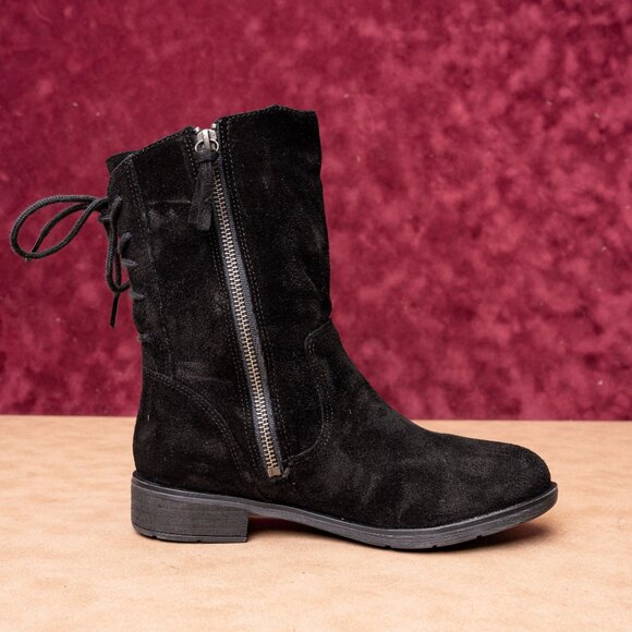 Sofft Women Sharnell Low Distress Black Suede Back Lace-up Mid Calf boots sz 6 - Picture 4 of 9
